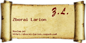 Zborai Larion névjegykártya